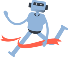 Smart Humanoid Character Running at Finish Line png