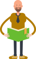 Bald Businessman Character Reading Book png