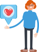 Woman Character and Heart Message png