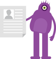 Monster Character Holding Job Application Document png