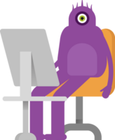 Monster Character Working on Desktop png