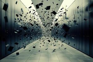 A room with a lot of paper flying around photo