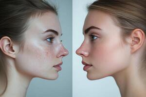 The two women in the image have different skin types photo
