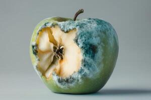 A green apple with a bite taken out of it photo
