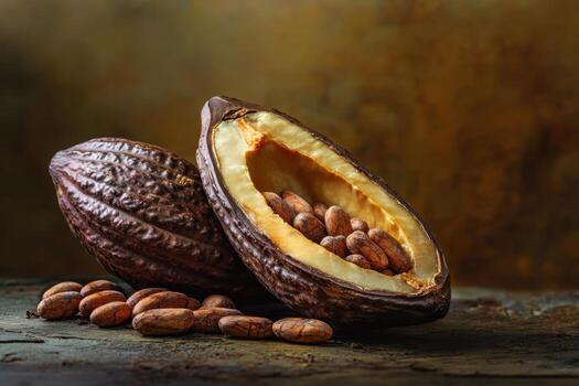 Two chocolate covered nuts with a hole in the middle photo