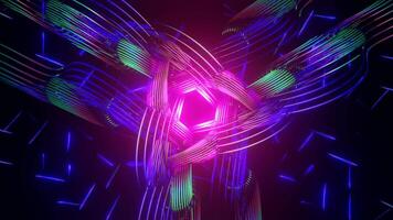 Beautiful colorful trippy pattern animation visual 3D mandala spiritual tunnel with sacred geometry light. 3D graphics for music stage transition, shows, retro, hitech. video