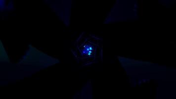 Rotating geometric shapes with vibrant lights in an endless background video