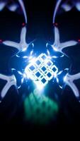 Vertical of Abstract Neon Cube in Seamless Reflective Tunnel Loop video