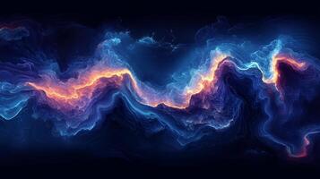 Abstract Gulf of Mexico map with flowing wave patterns, vibrant blue gradients, and modern typography photo