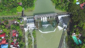 aerial view of a irrigation dam after the rain video