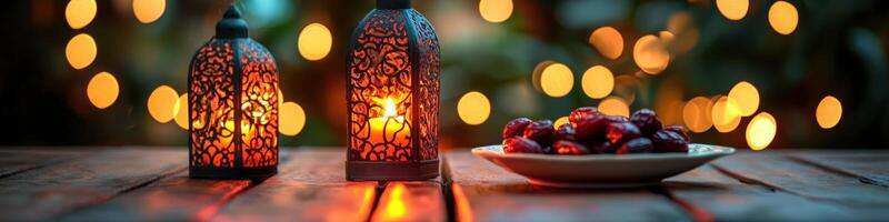 Two candles and a bowl of grapes on a wooden table photo