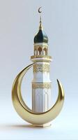 A golden mosque with a crescent and a crescent moon photo