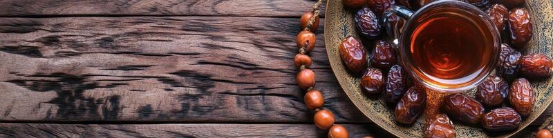 A bowl of dates and a spoon with a spoon of water photo