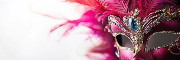 A close up of a pink carnival mask photo