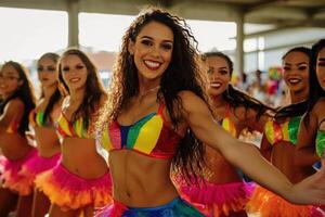 A group of women in colorful costumes photo
