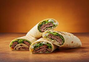 Savory Grilled Meat Wraps with Lettuce Burrito photo
