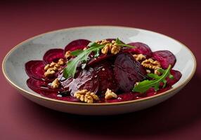 Elegant Beetroot Salad with Walnuts and Arugula Dressing photo