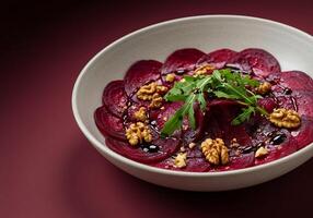 Elegant Beetroot Salad with Walnuts and Arugula salad photo