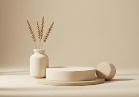 Subtle Beige Still Life with Minimalist Platform photo