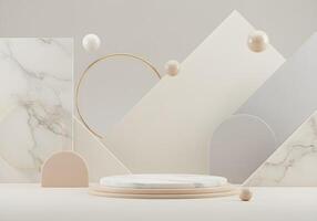 Elegant Minimalist Display with Marble and Geometric Forms photo