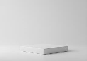 A Simple White Square Platform Against a Blank Background photo
