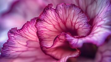 A close up of a purple flower with a pink center photo