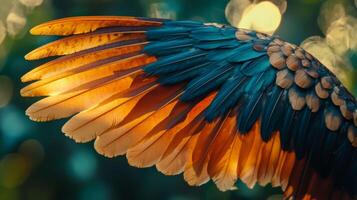 A close up of a bird's wings photo