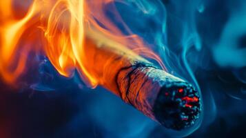 A close up of a burning cigarette photo