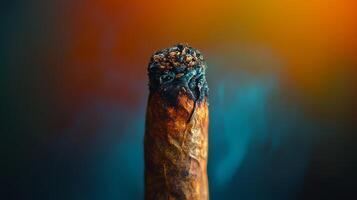 A burnt cigar on a dark background photo