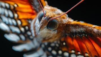 A close up of a butterfly with its wings spread photo