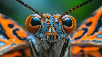 A close up of an orange butterfly with big eyes photo