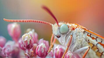 A close up of a butterfly on a flower photo