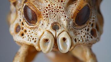 A close up of a lizard's face photo