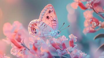 A butterfly is sitting on a flower photo