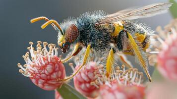 A bee on a flower photo