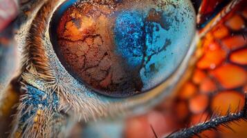 A close up of a fly's eye photo