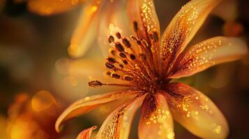 A close up of a flower with golden petals photo
