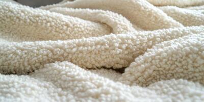 Close-up view of soft boucle fabric in creamy white tones photo