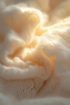 Boucle fabric texture showcases warm, soft fibers in natural light photo