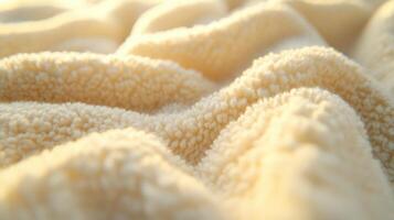 Soft texture of boucle fabric captured in warm sunlight photo