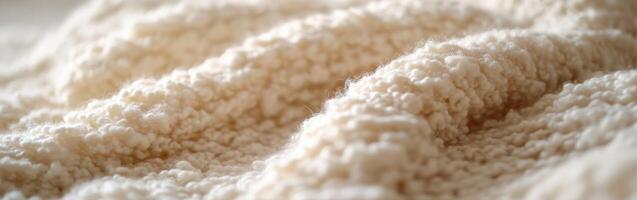 Textured boucle fabric in soft cream color drapes elegantly photo