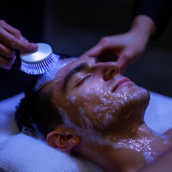 A man getting a facial photo