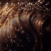 Relaxing head spa treatment with sparkling water droplets photo