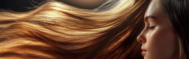 Enjoying a relaxing head spa treatment with flowing hair photo