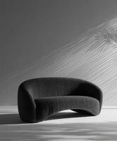 Elegant boucle sofa in modern minimalist interior design photo