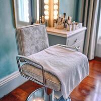 Soft microfiber towel on a chic salon chair in a bright space photo