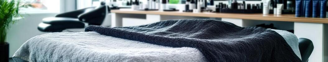 Microfiber towel on treatment table in modern spa setting photo