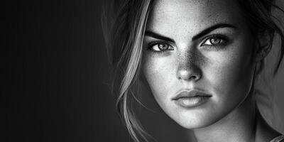 Portrait of a woman with striking features and natural beauty photo