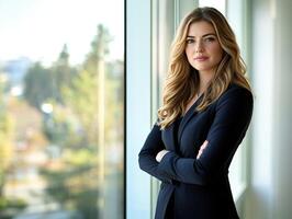 Confident businesswoman by the window photo