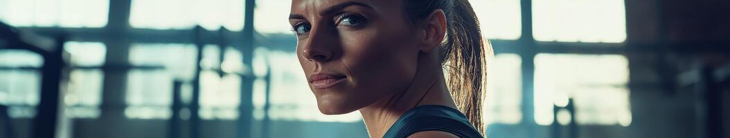 Fitness coach training in gym setting photo